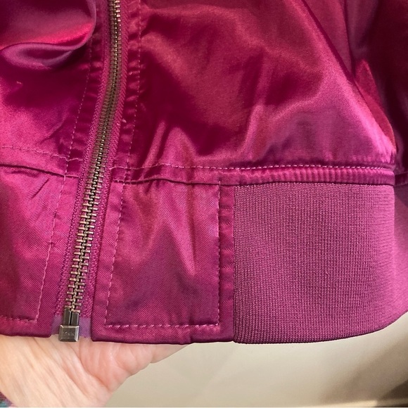 TORRID Sz  3 Embroidered Satin Finish Oversized Ribbed Hem & Cuffs Bomber Jacket - Picture 6 of 15